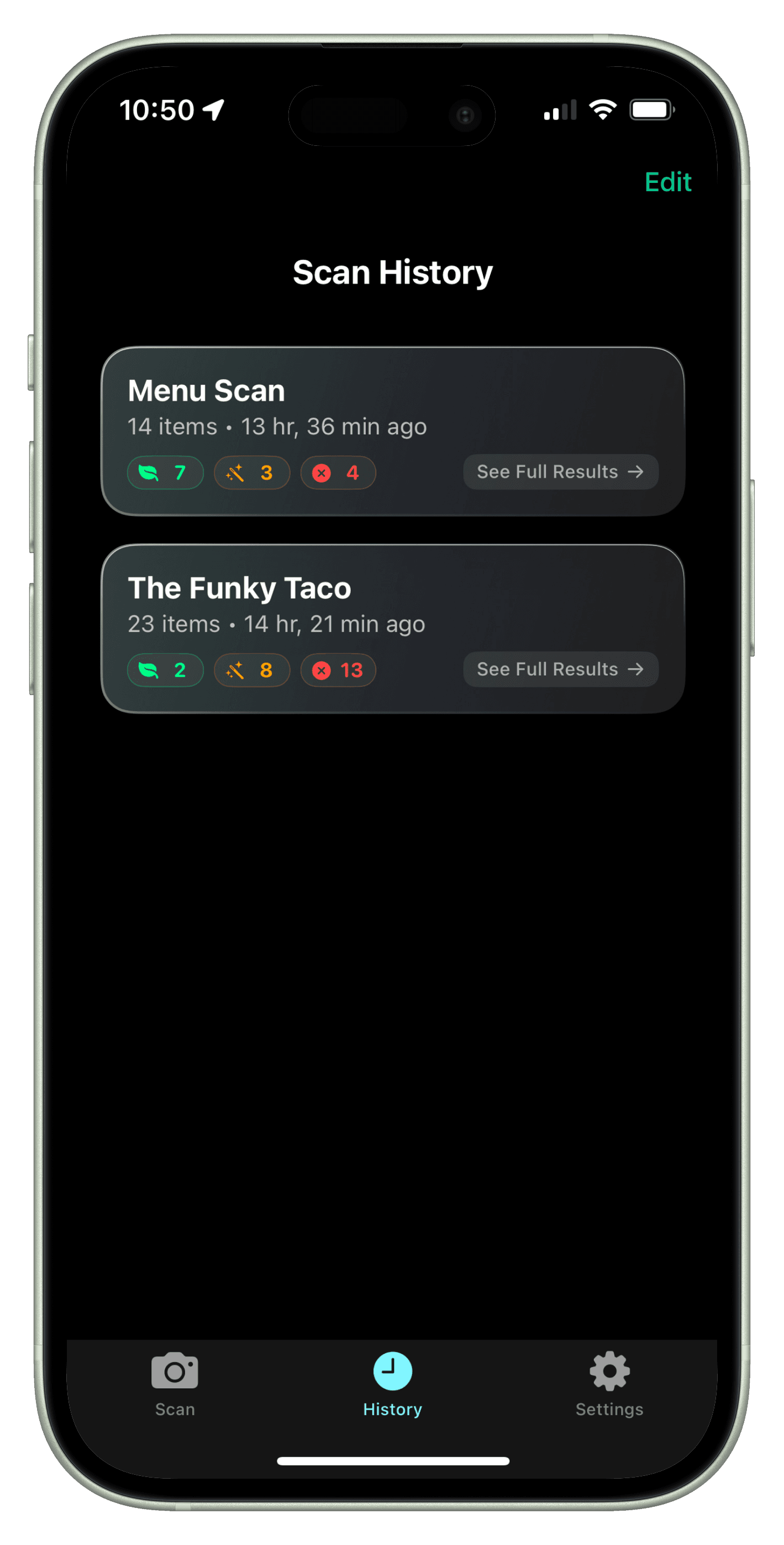 Track your scan history
